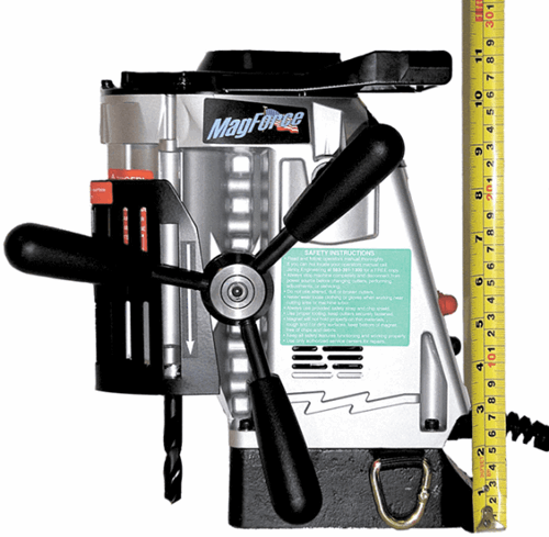 Jancy Magforce Drill Side profile with ruler showing that the powerful drill is only 11 inches high